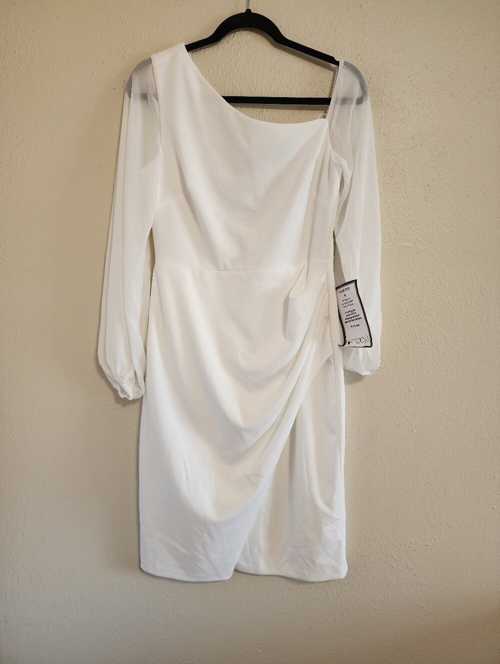 Betsy & Adam Long Sleeve Asymmetrical Ruched Sheath Dress 10P Wedding Formal - Picture 6 of 11
